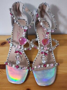 Betsey Johnson Rhinestone Embellished Iridescent Heels